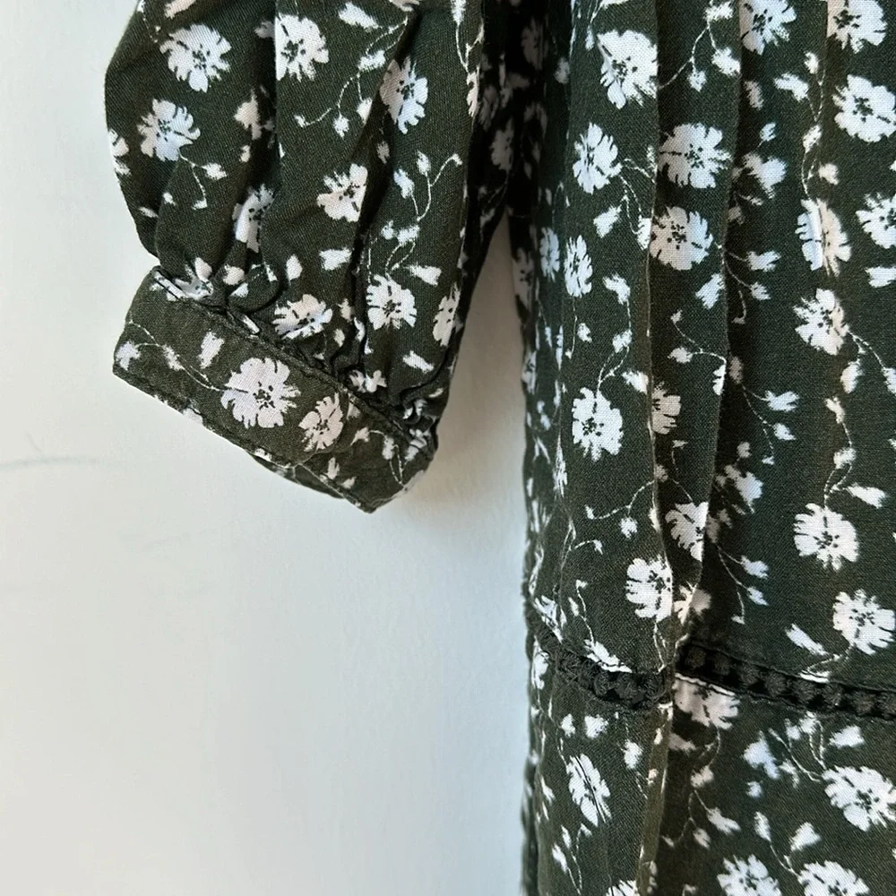 H&M Dark Green Ditsy Floral Dress Size US 12 - Picture 5 of 6